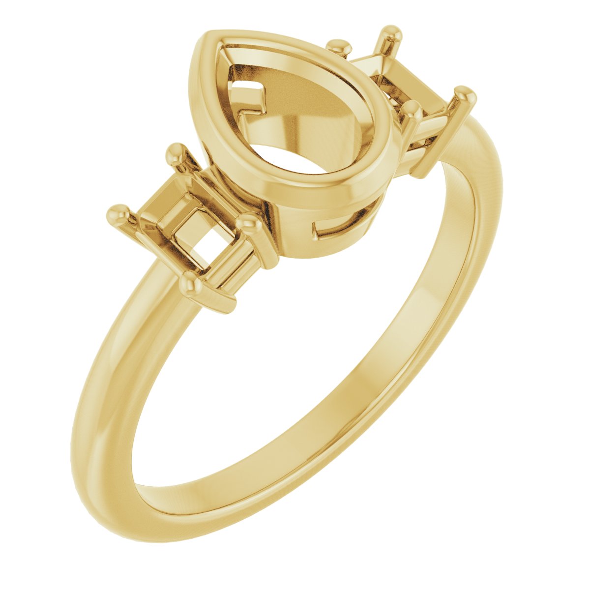 Bezel-Set Three-Stone Engagement Ring