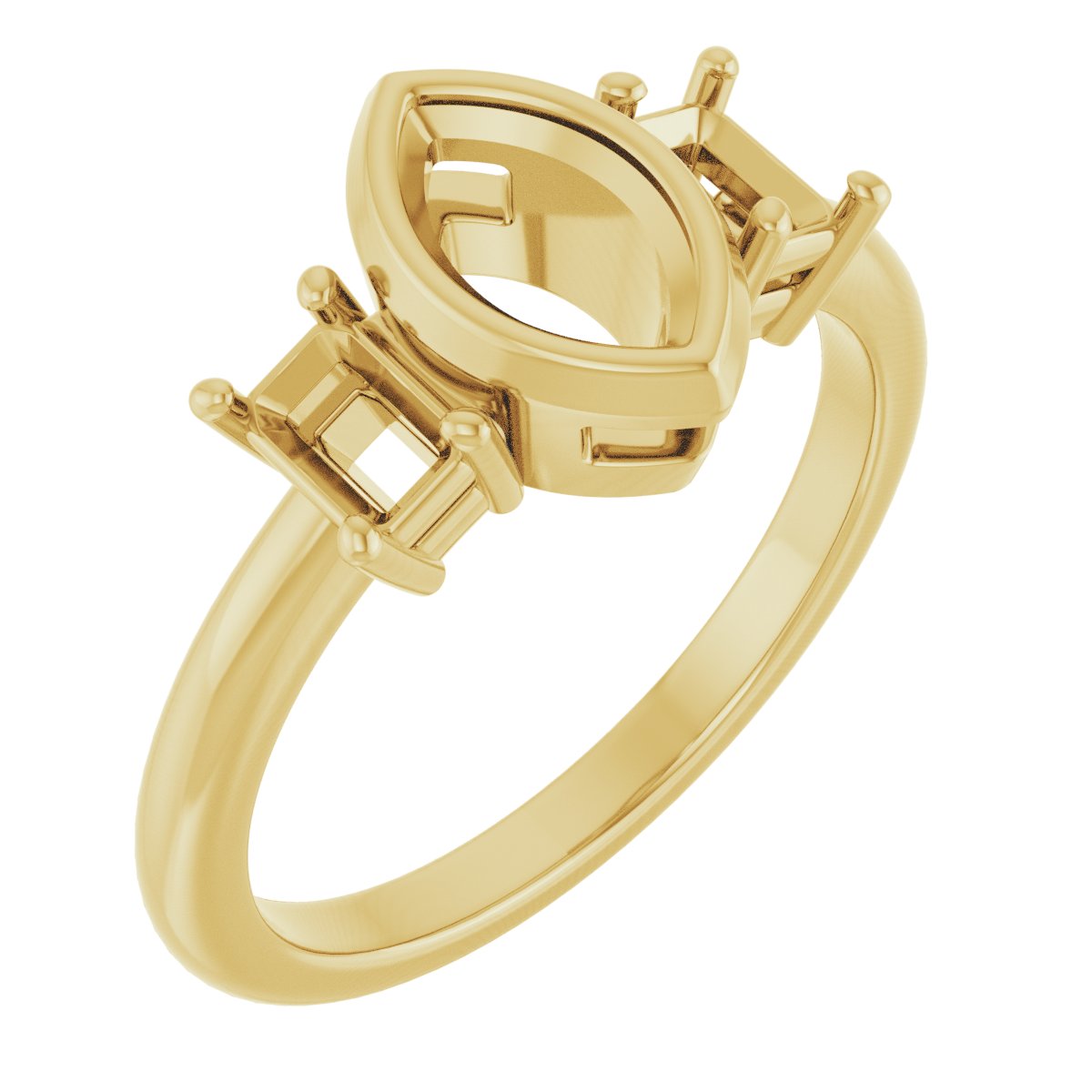 Bezel-Set Three-Stone Engagement Ring