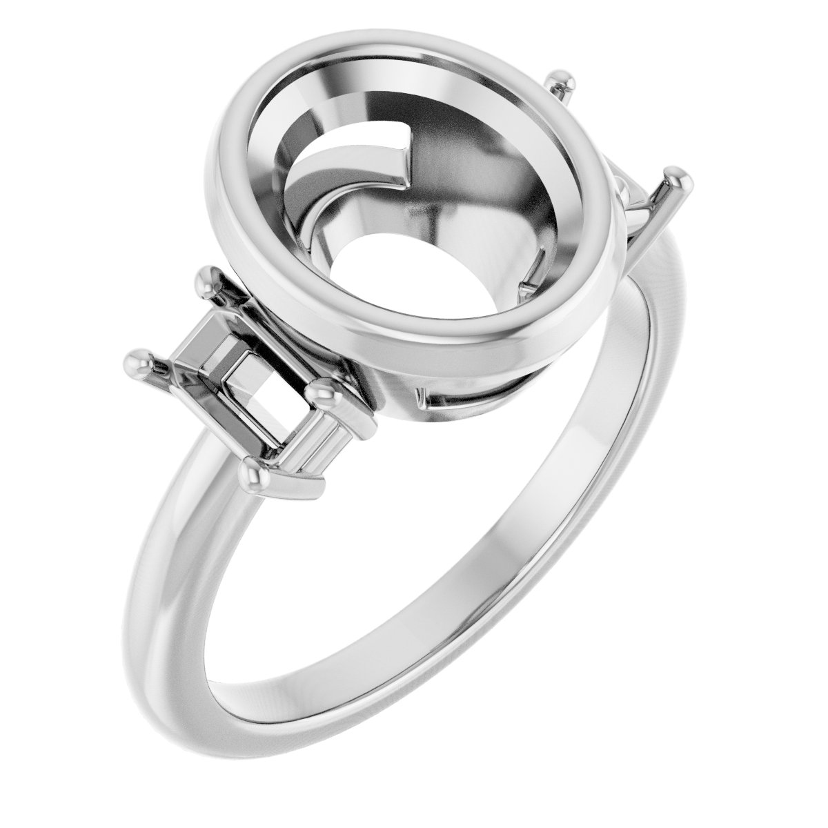 Bezel-Set Three-Stone Engagement Ring