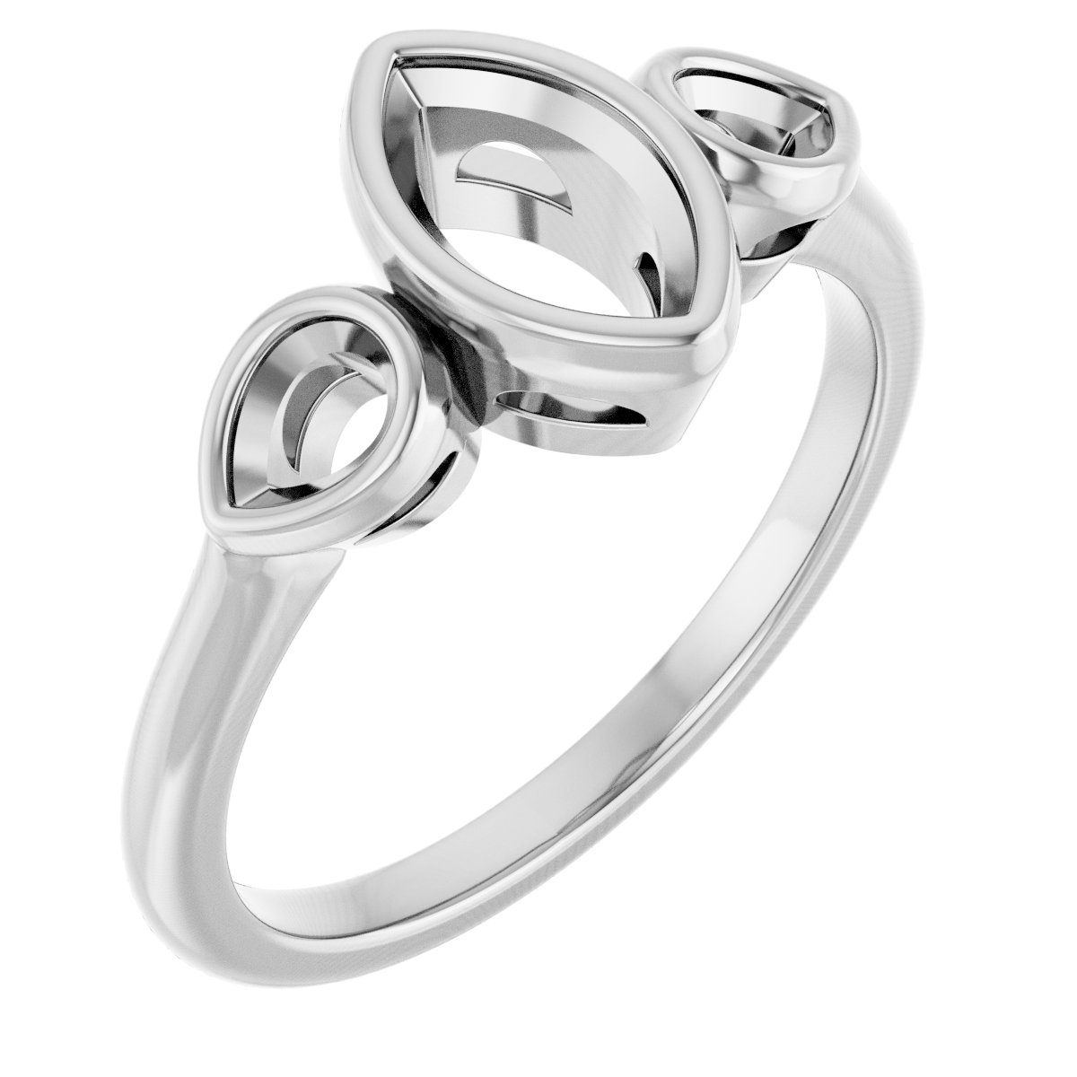 Bezel-Set Three-Stone Engagement Ring