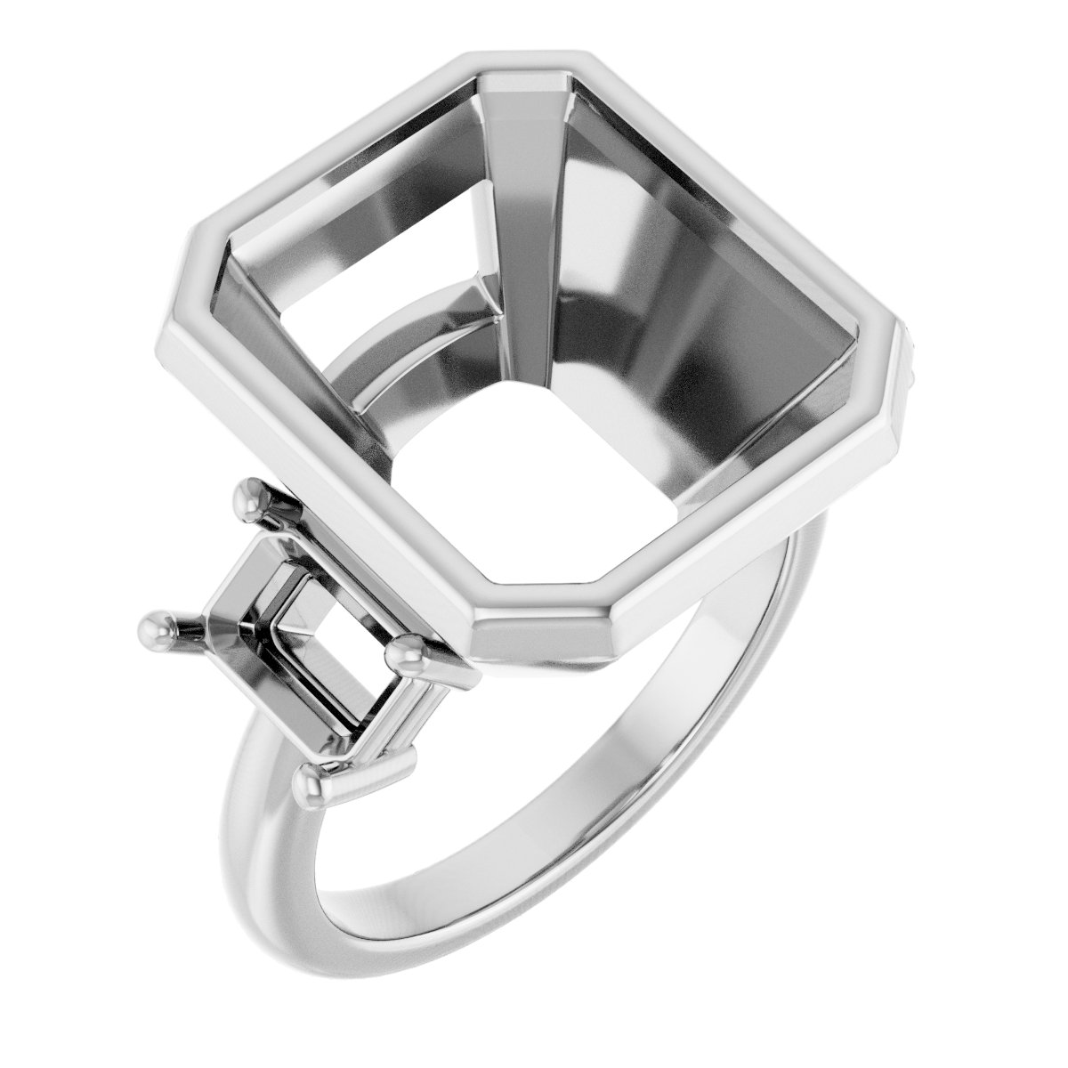 Bezel-Set Three-Stone Engagement Ring