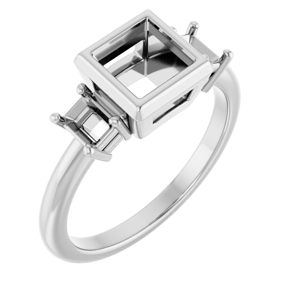 Bezel-Set Three-Stone Engagement Ring