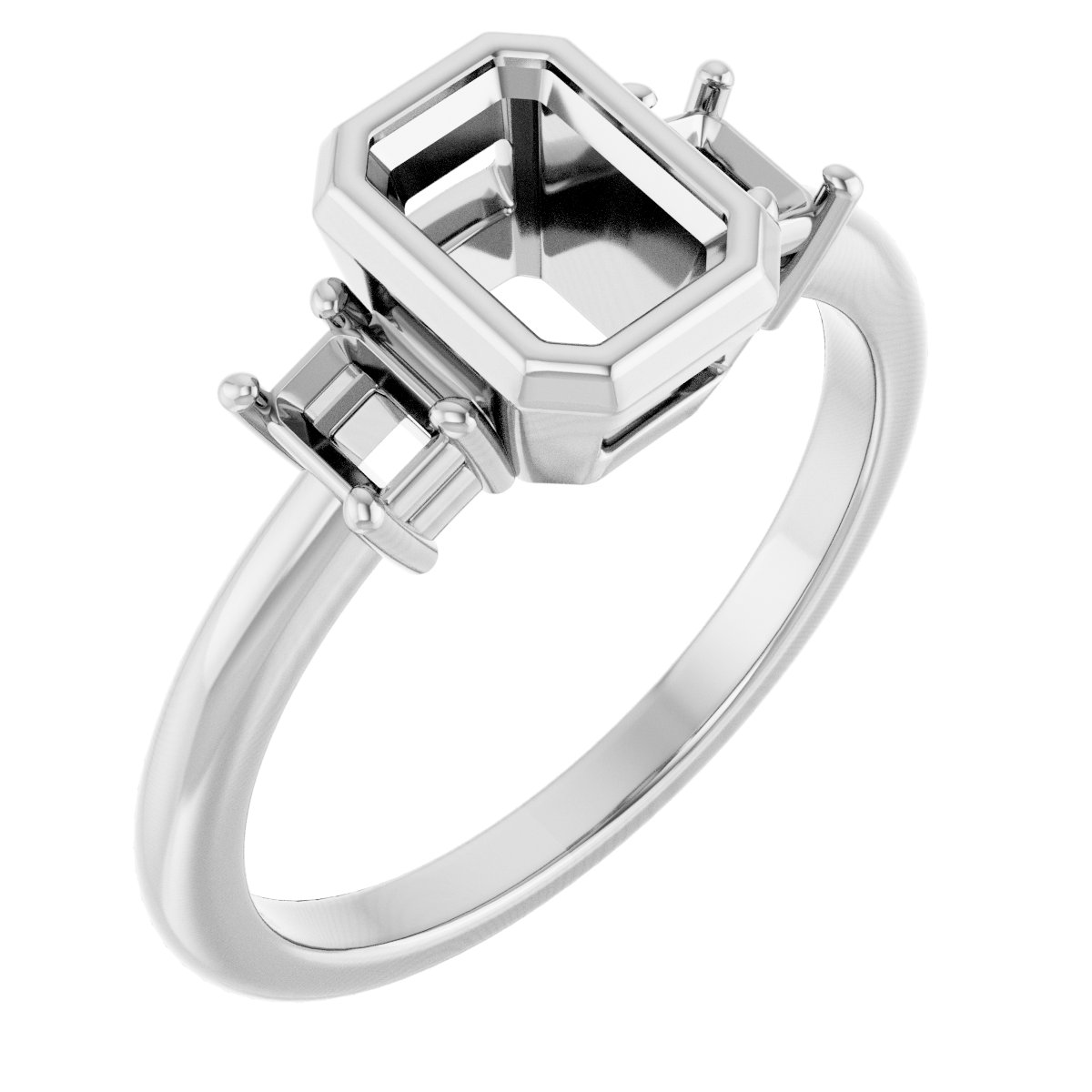 Bezel-Set Three-Stone Engagement Ring