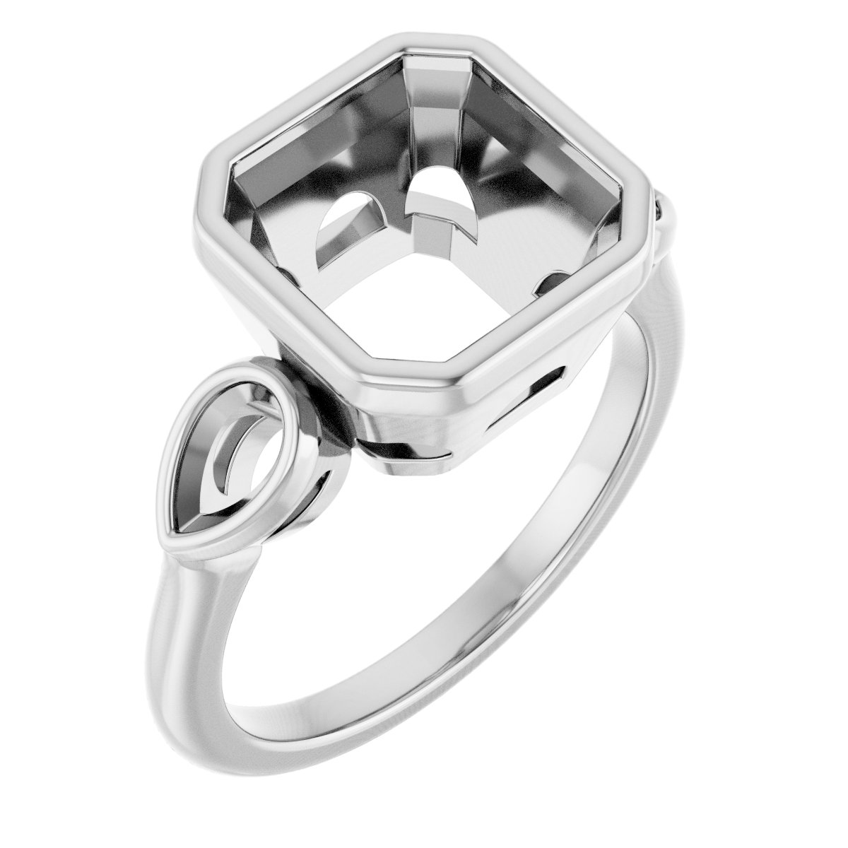 Bezel-Set Three-Stone Engagement Ring