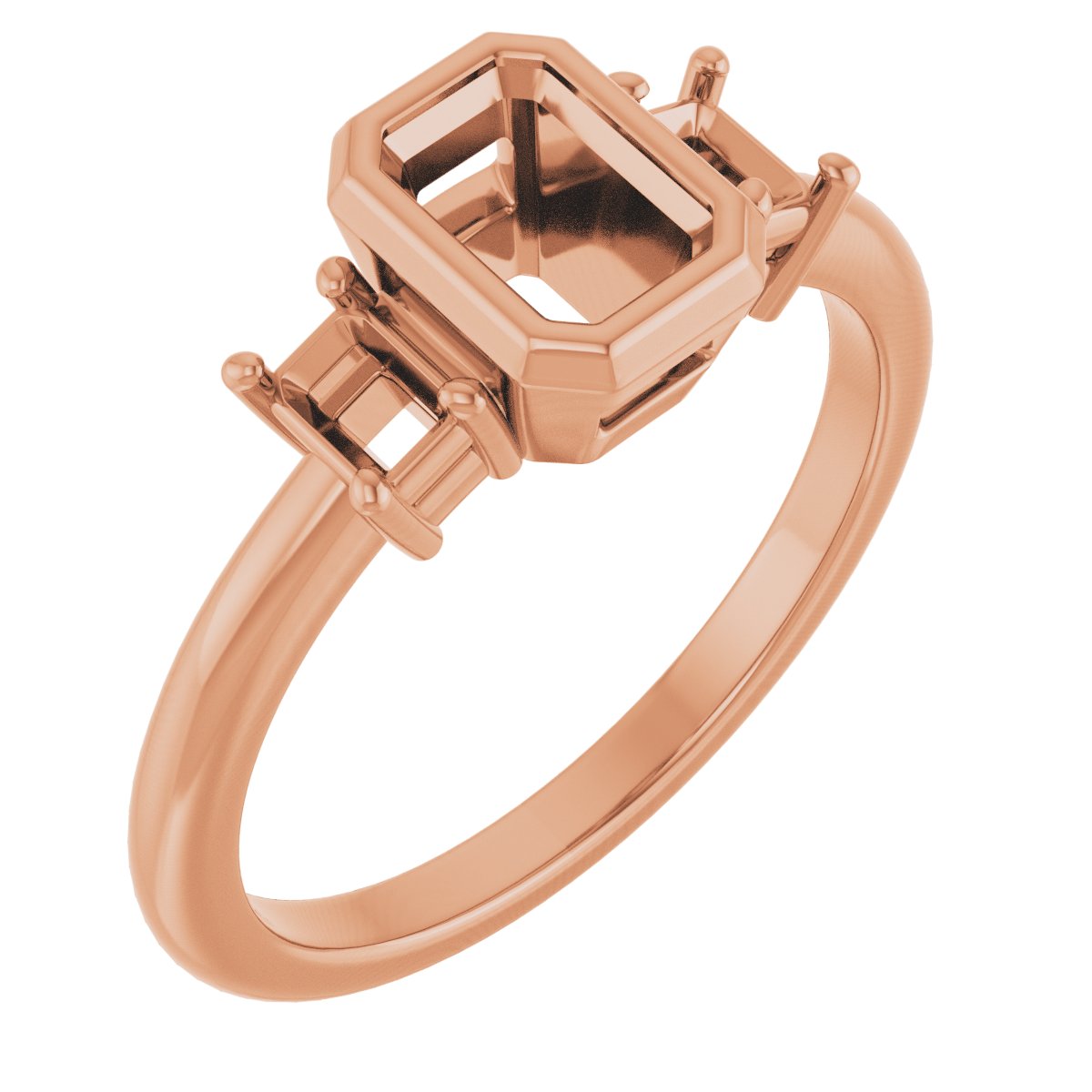 Bezel-Set Three-Stone Engagement Ring