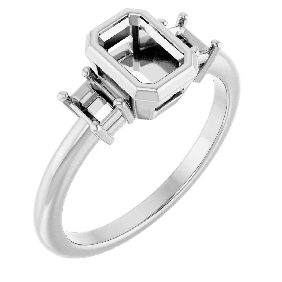 Bezel-Set Three-Stone Engagement Ring