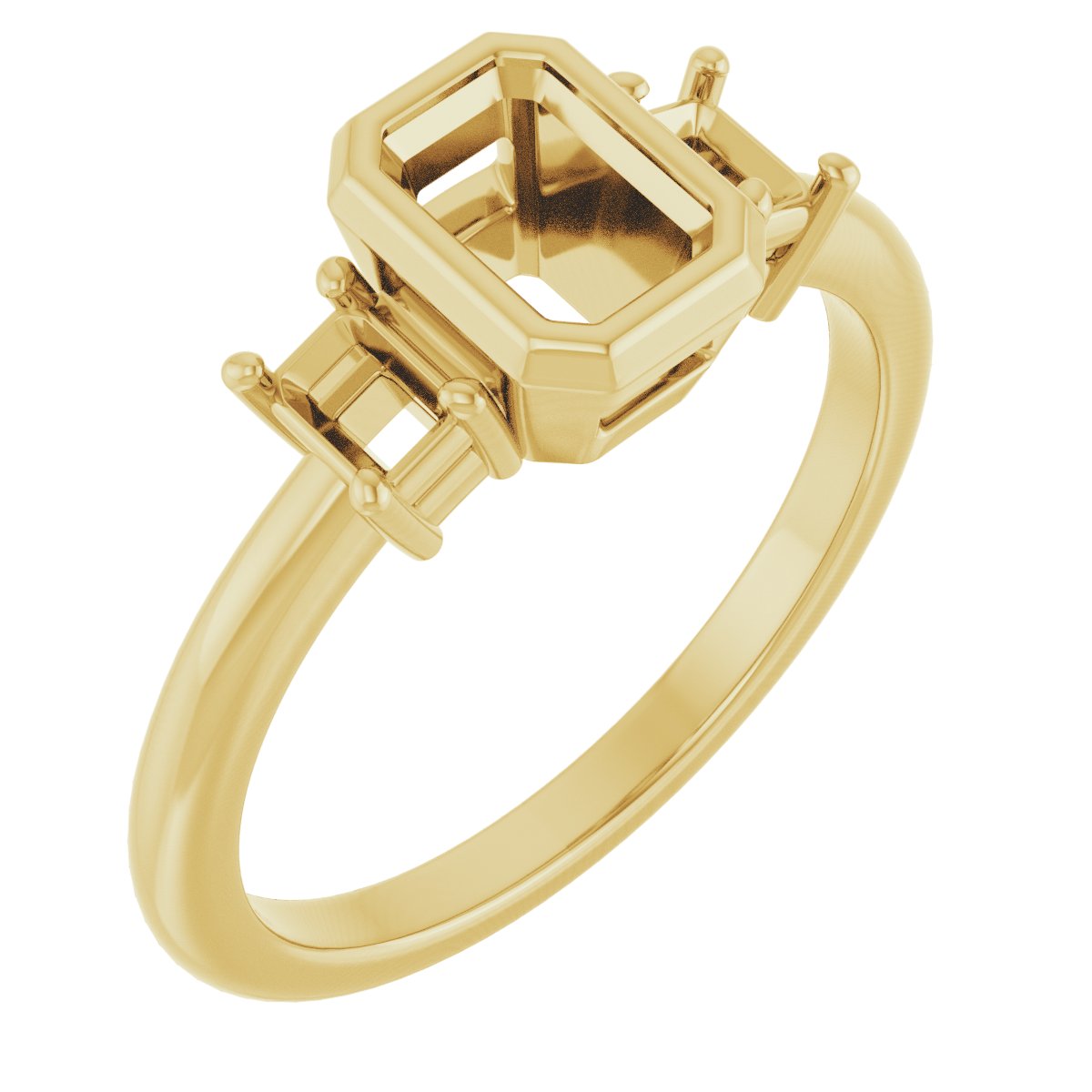 Bezel-Set Three-Stone Engagement Ring