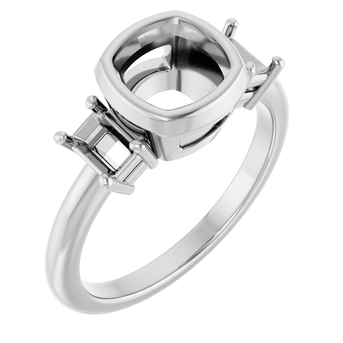 Bezel-Set Three-Stone Engagement Ring