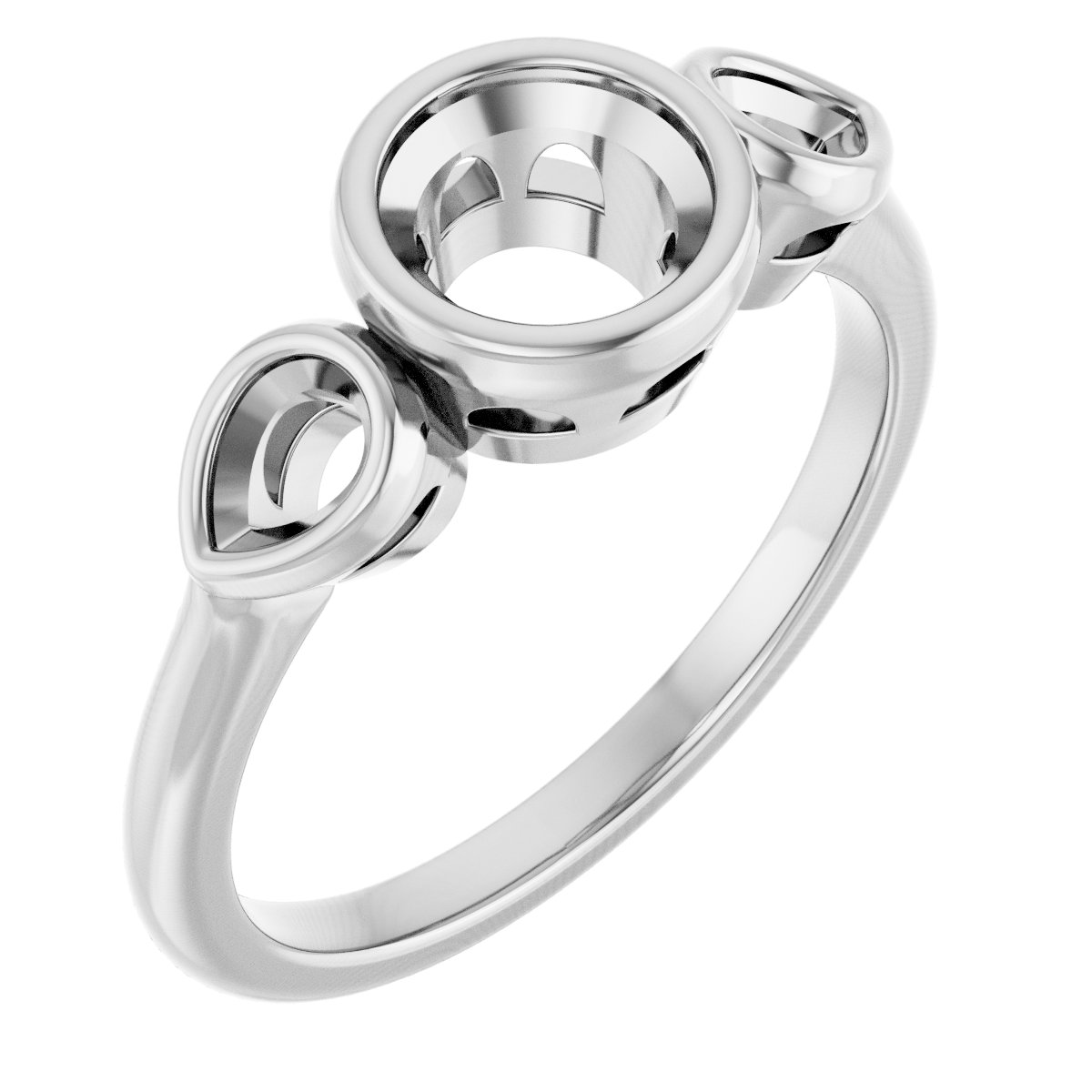 Bezel-Set Three-Stone Engagement Ring