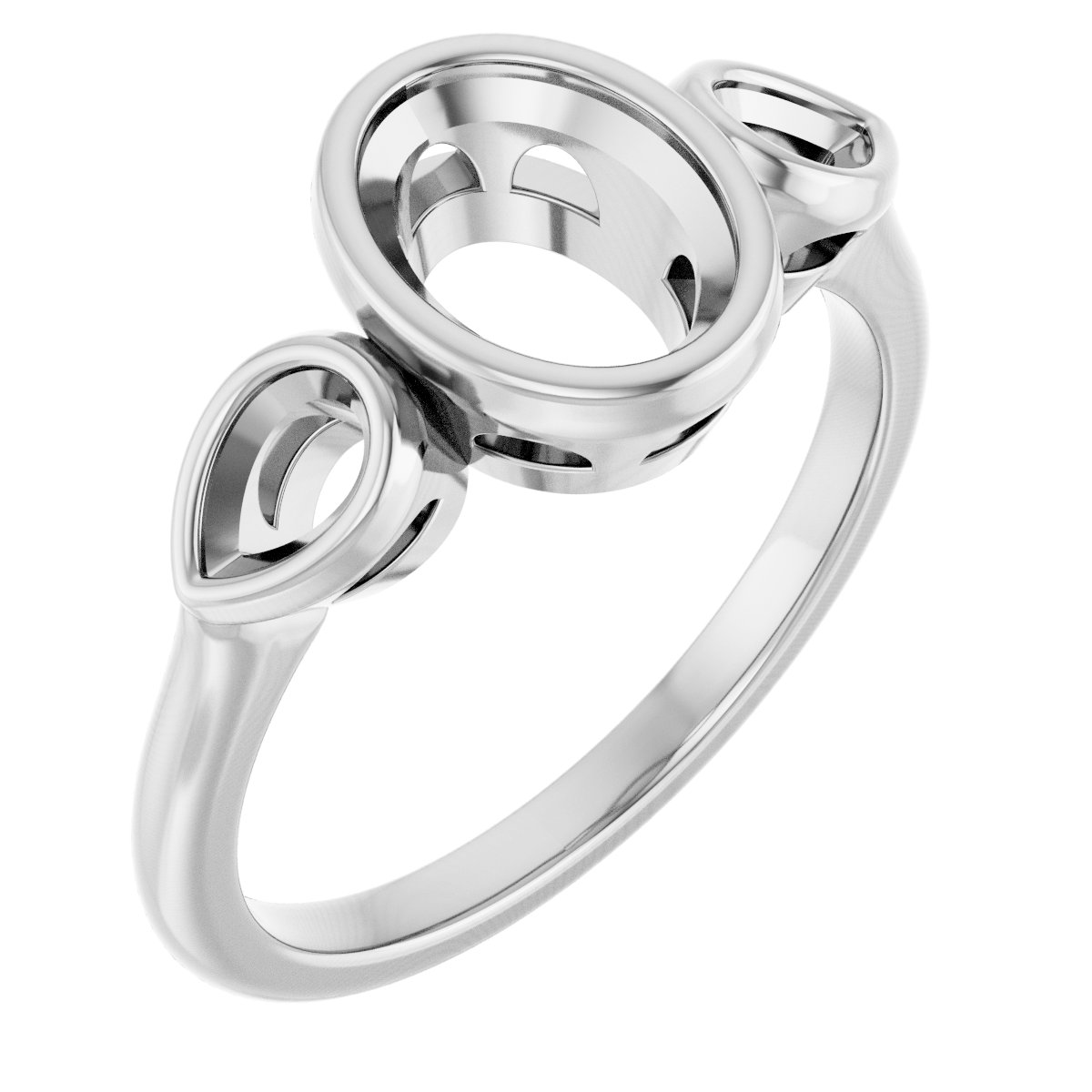 Bezel-Set Three-Stone Engagement Ring