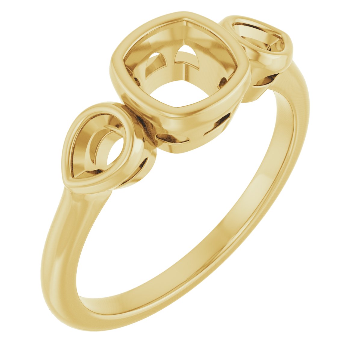 Bezel-Set Three-Stone Engagement Ring