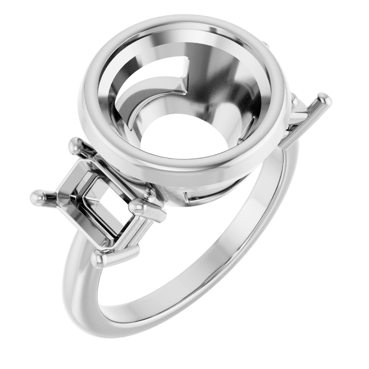 Bezel-Set Three-Stone Engagement Ring