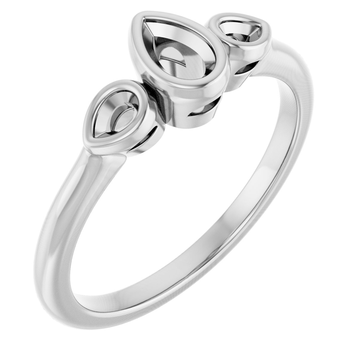 Bezel-Set Three-Stone Engagement Ring