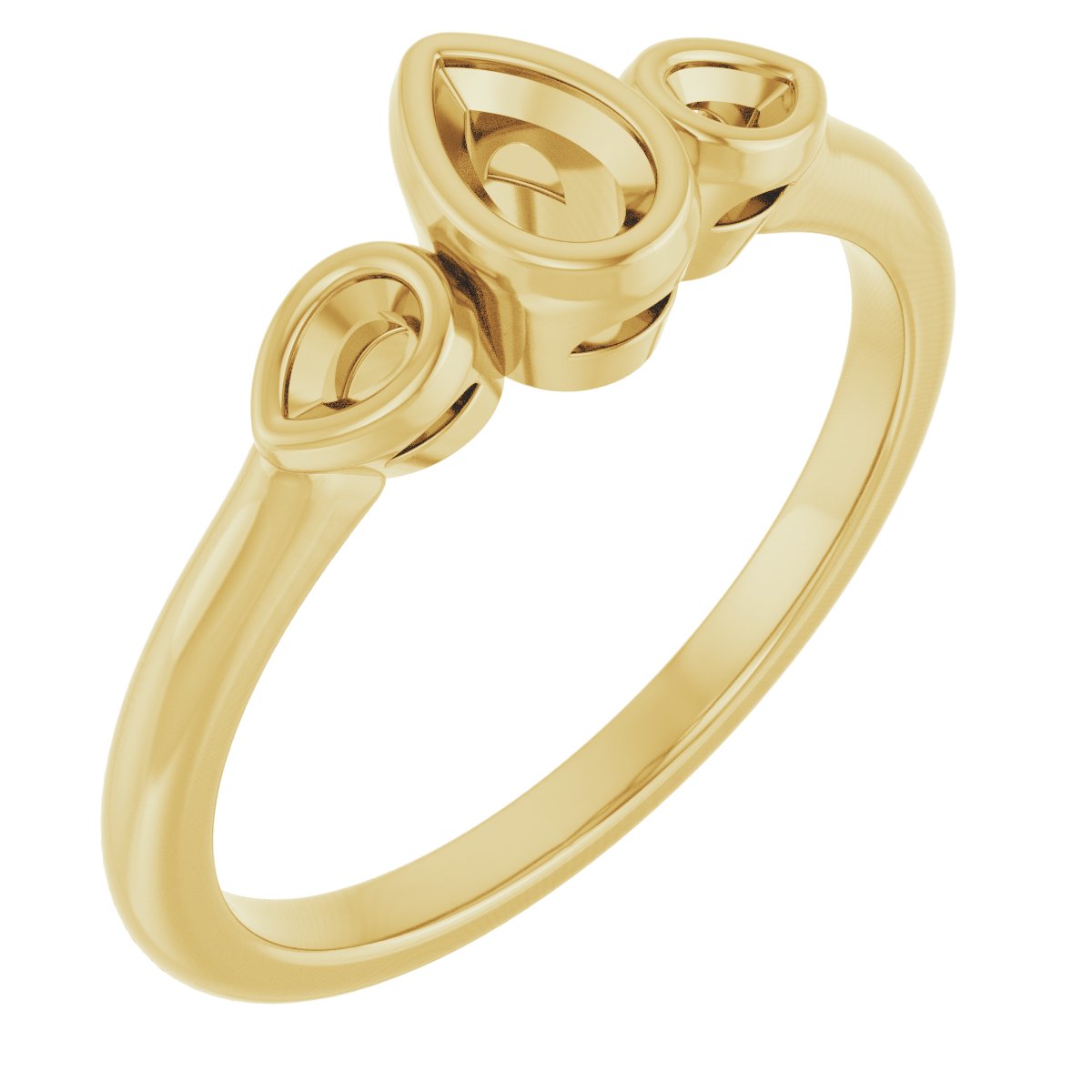 Bezel-Set Three-Stone Engagement Ring