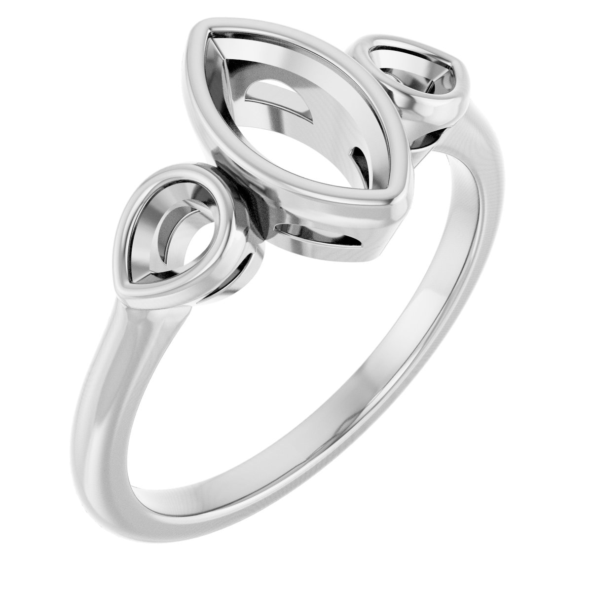 Bezel-Set Three-Stone Engagement Ring