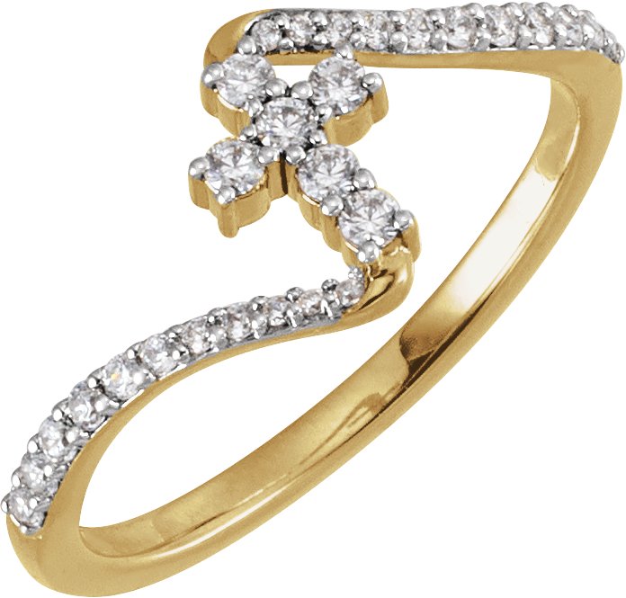 Accented Cross Bypass Ring