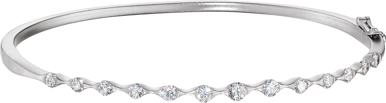 14K White 1 CTW Diamond Bangle Bracelet