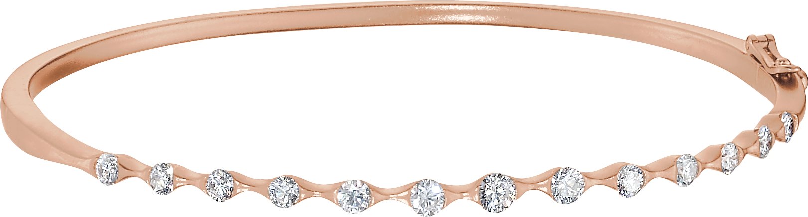 14K Rose 1 CTW Diamond Bangle Bracelet