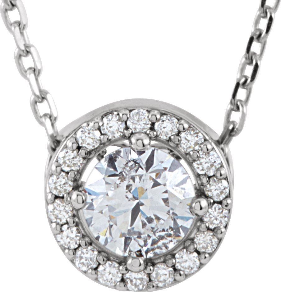 14K White 3/8 CTW Natural Diamond Halo-Style 16" Necklace