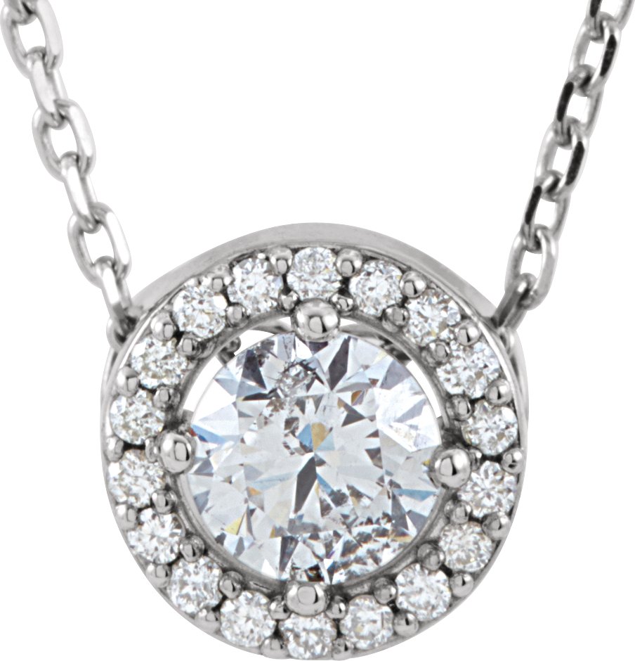 14K White 1/3 CTW Lab-Grown Diamond Halo-Style 16 Necklace