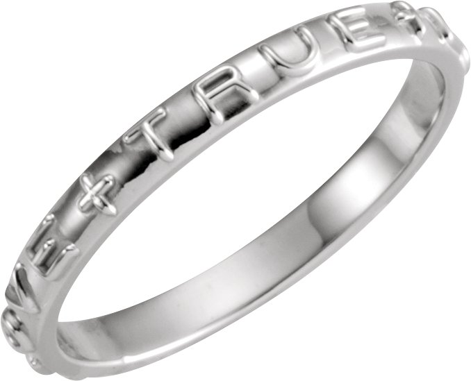 14K White True Love Chastity Ring Size 6