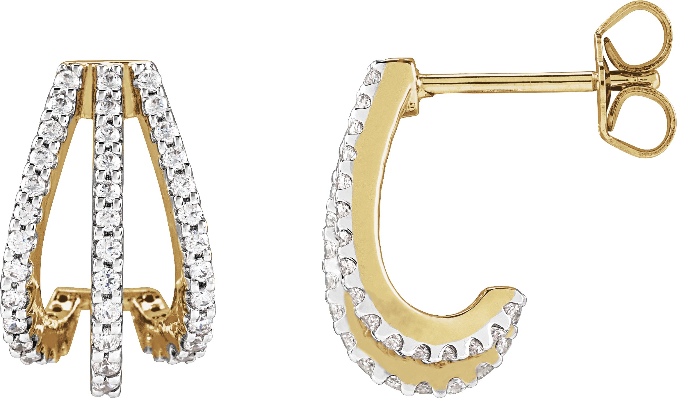 Accented Three-Row Hoop Earrings