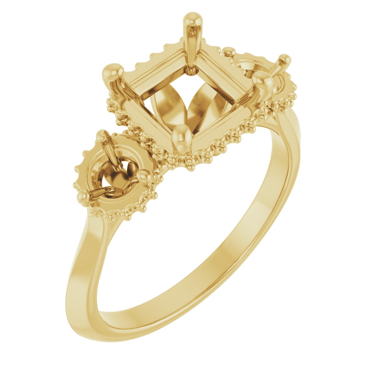 Three-Stone Hidden Halo-Style Engagement Ring
