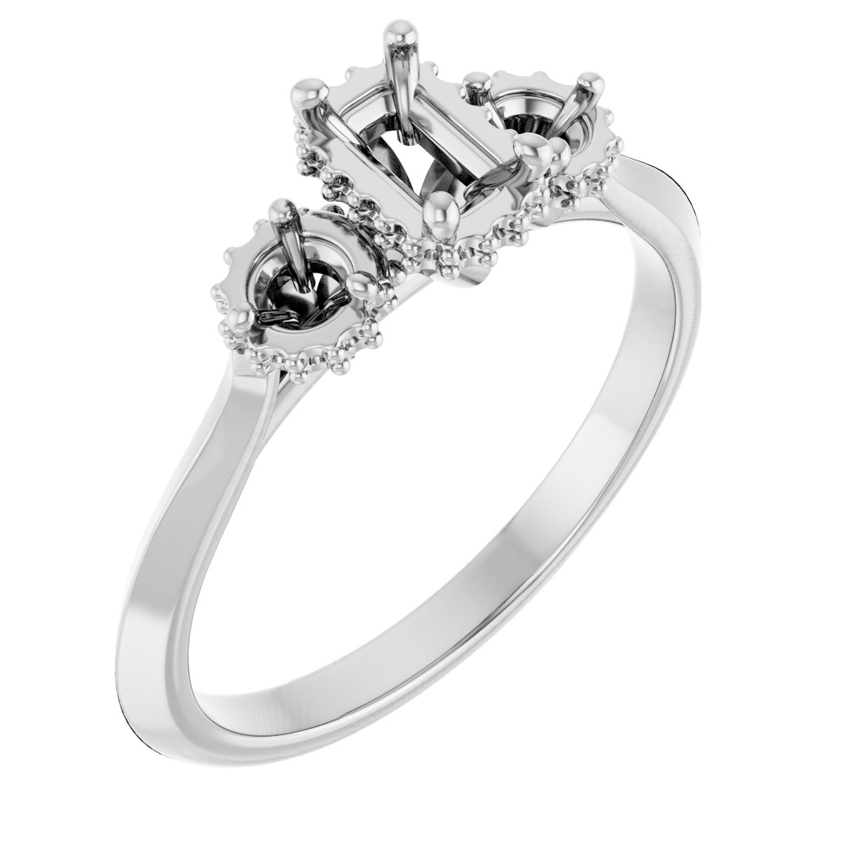 Three-Stone Hidden Halo-Style Engagement Ring