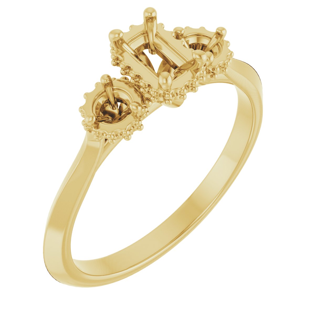 Three-Stone Hidden Halo-Style Engagement Ring