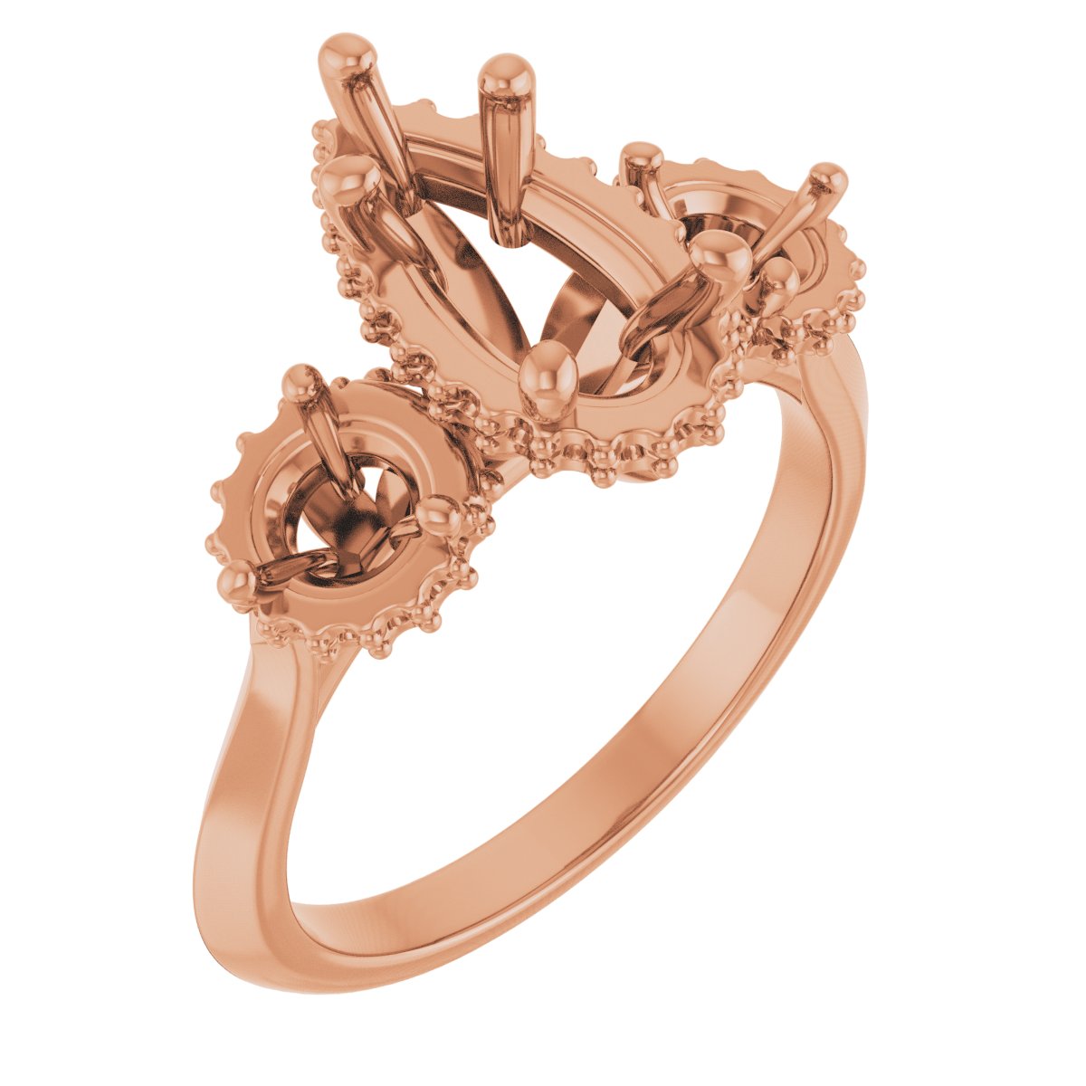 Three-Stone Hidden Halo-Style Engagement Ring