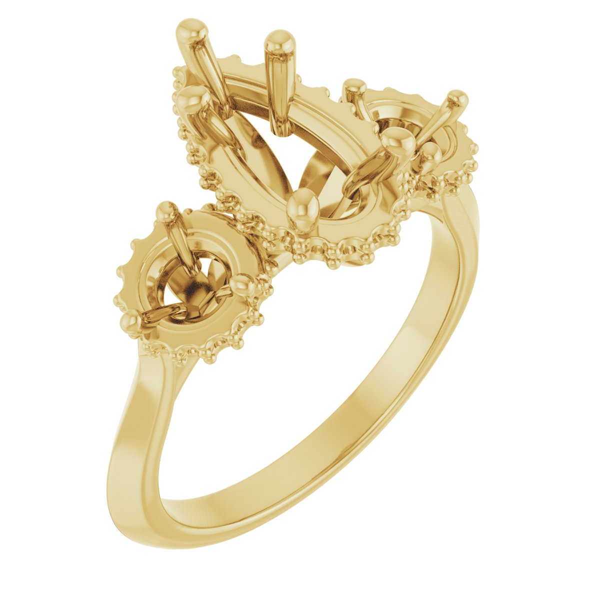 Three-Stone Hidden Halo-Style Engagement Ring