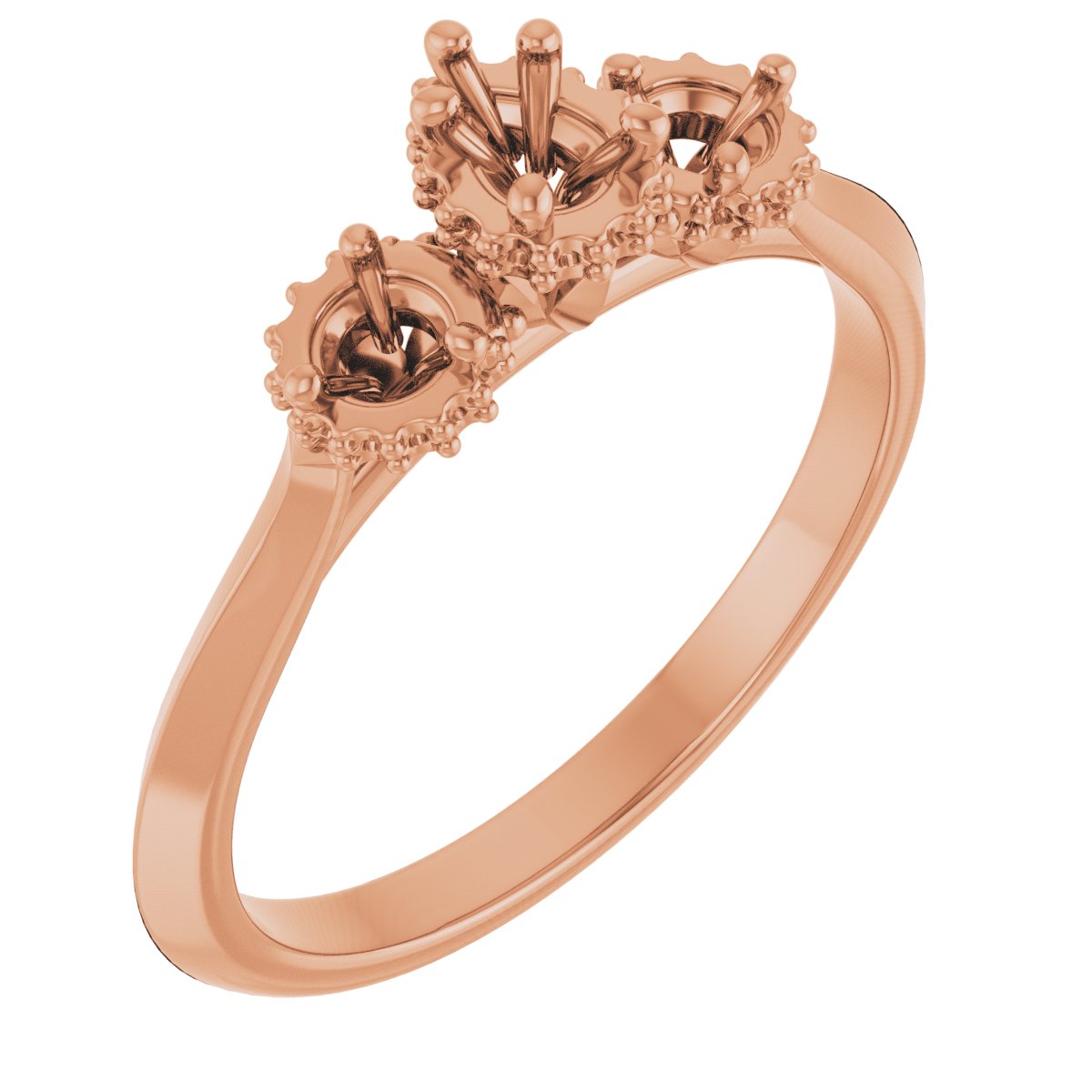 Three-Stone Hidden Halo-Style Engagement Ring