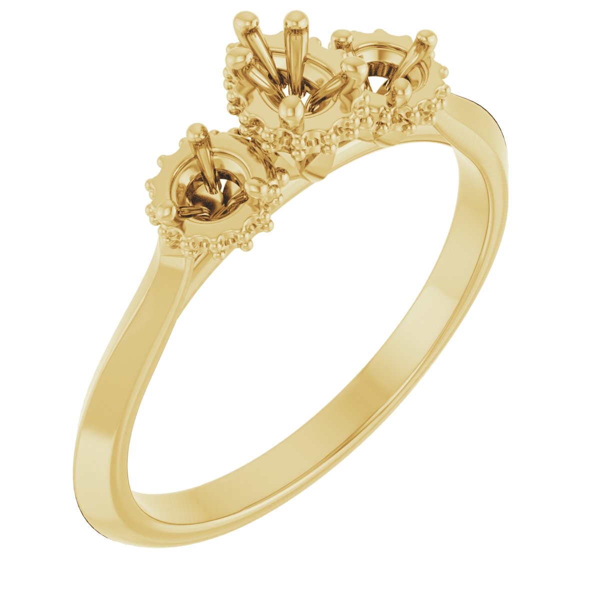 Three-Stone Hidden Halo-Style Engagement Ring