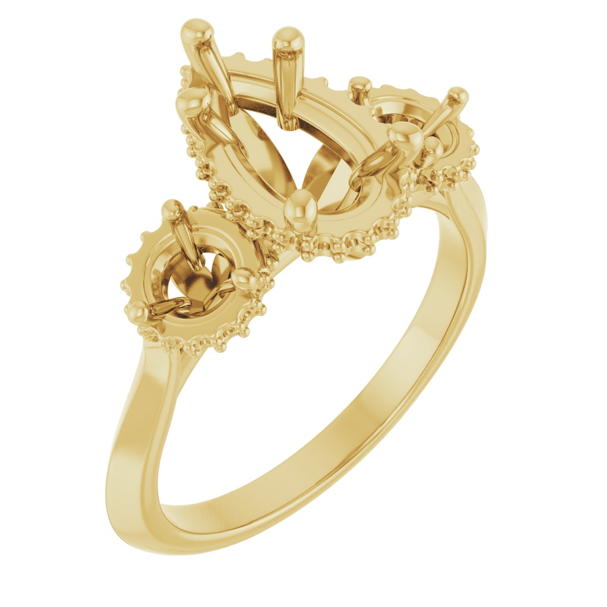 Three-Stone Hidden Halo-Style Engagement Ring
