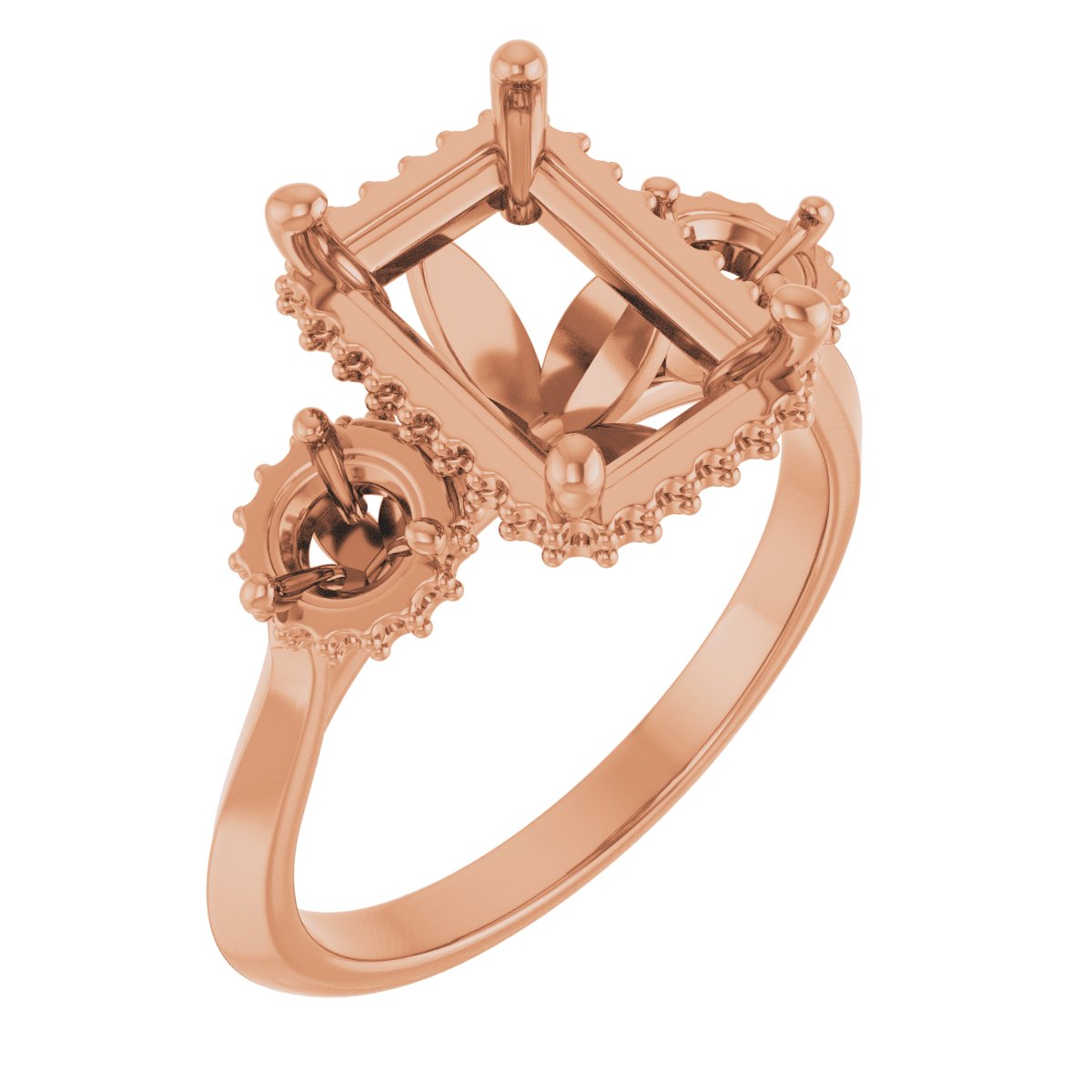 Three-Stone Hidden Halo-Style Engagement Ring