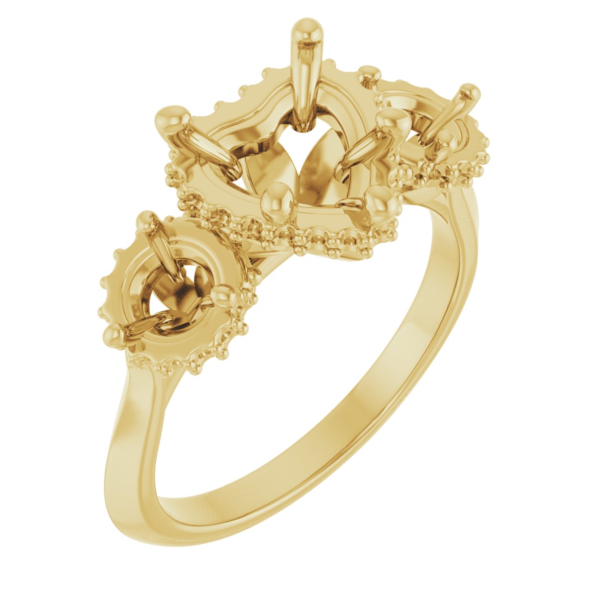 Three-Stone Hidden Halo-Style Engagement Ring