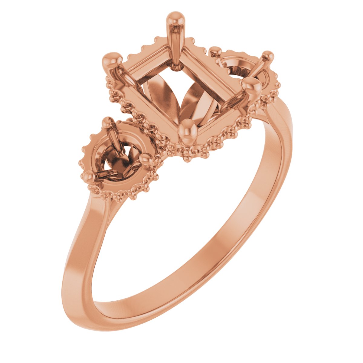Three-Stone Hidden Halo-Style Engagement Ring
