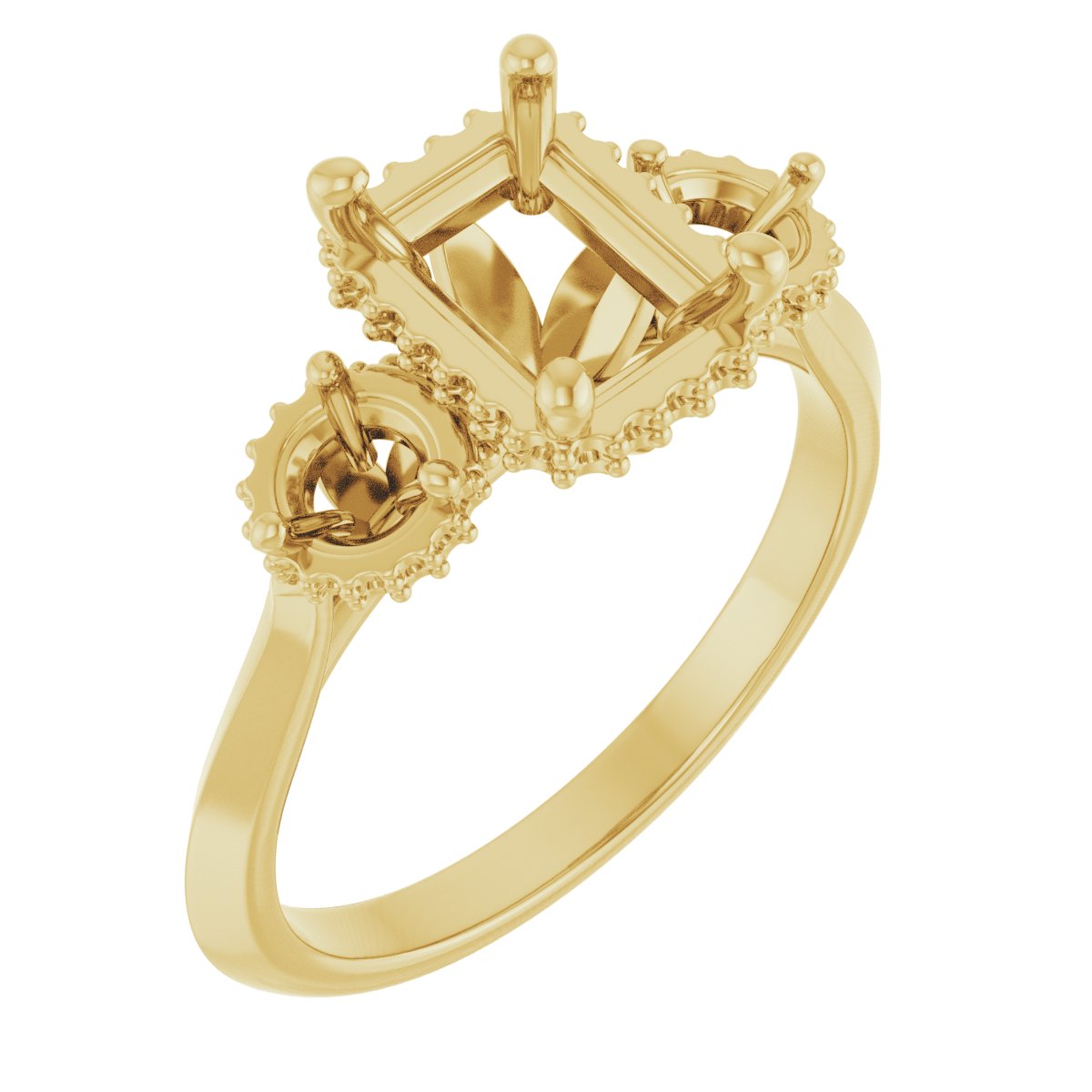 Three-Stone Hidden Halo-Style Engagement Ring