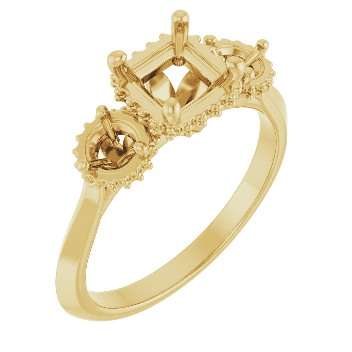 Three-Stone Hidden Halo-Style Engagement Ring