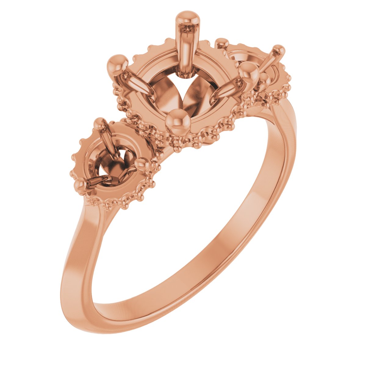 Three-Stone Hidden Halo-Style Engagement Ring