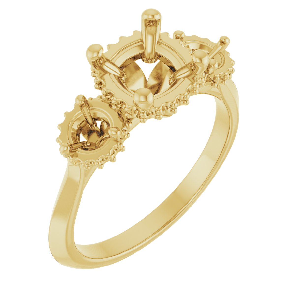 Three-Stone Hidden Halo-Style Engagement Ring