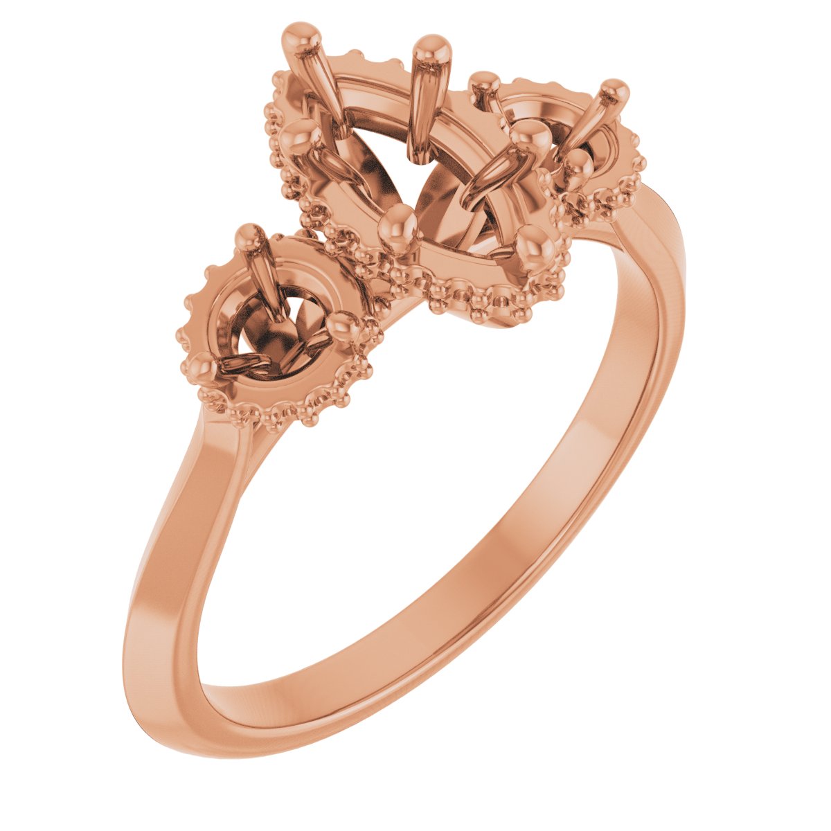 Three-Stone Hidden Halo-Style Engagement Ring