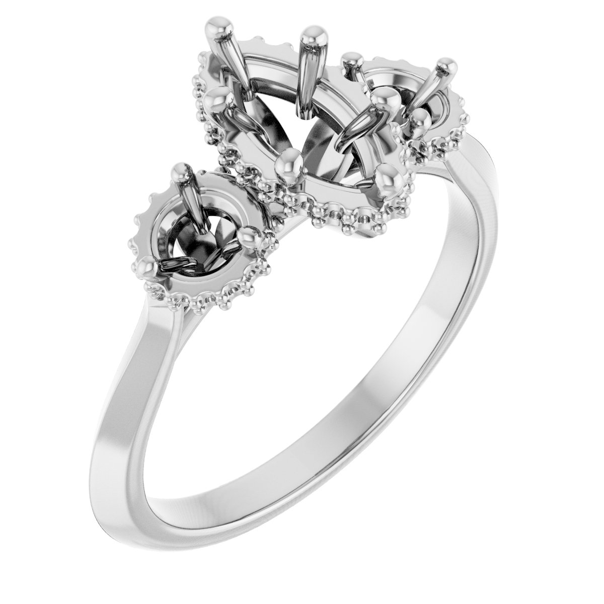 Three-Stone Hidden Halo-Style Engagement Ring
