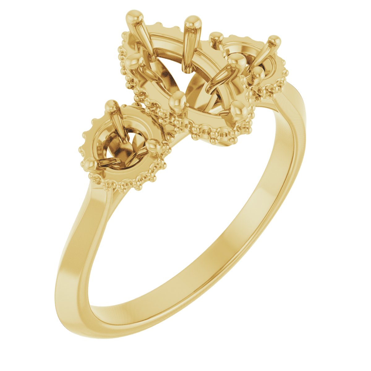 Three-Stone Hidden Halo-Style Engagement Ring