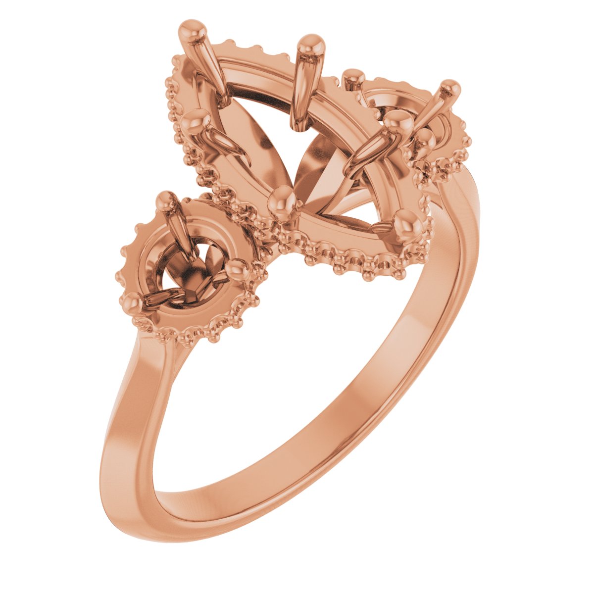 Three-Stone Hidden Halo-Style Engagement Ring
