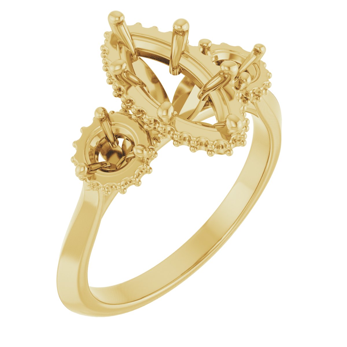 Three-Stone Hidden Halo-Style Engagement Ring