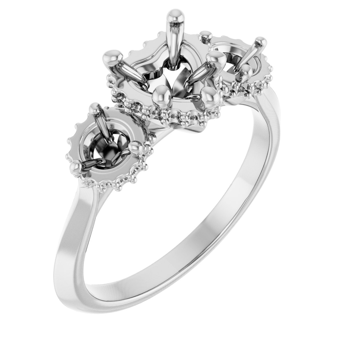 Three-Stone Hidden Halo-Style Engagement Ring