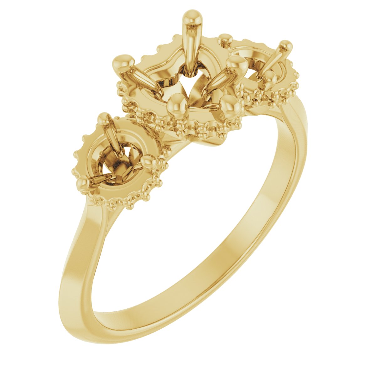 Three-Stone Hidden Halo-Style Engagement Ring