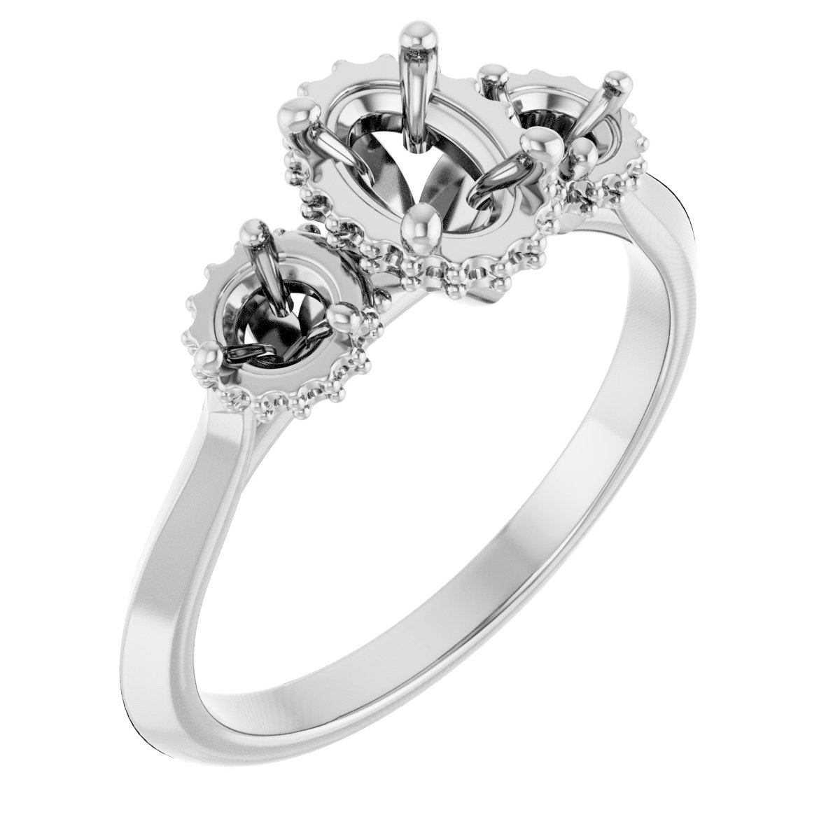 Three-Stone Hidden Halo-Style Engagement Ring