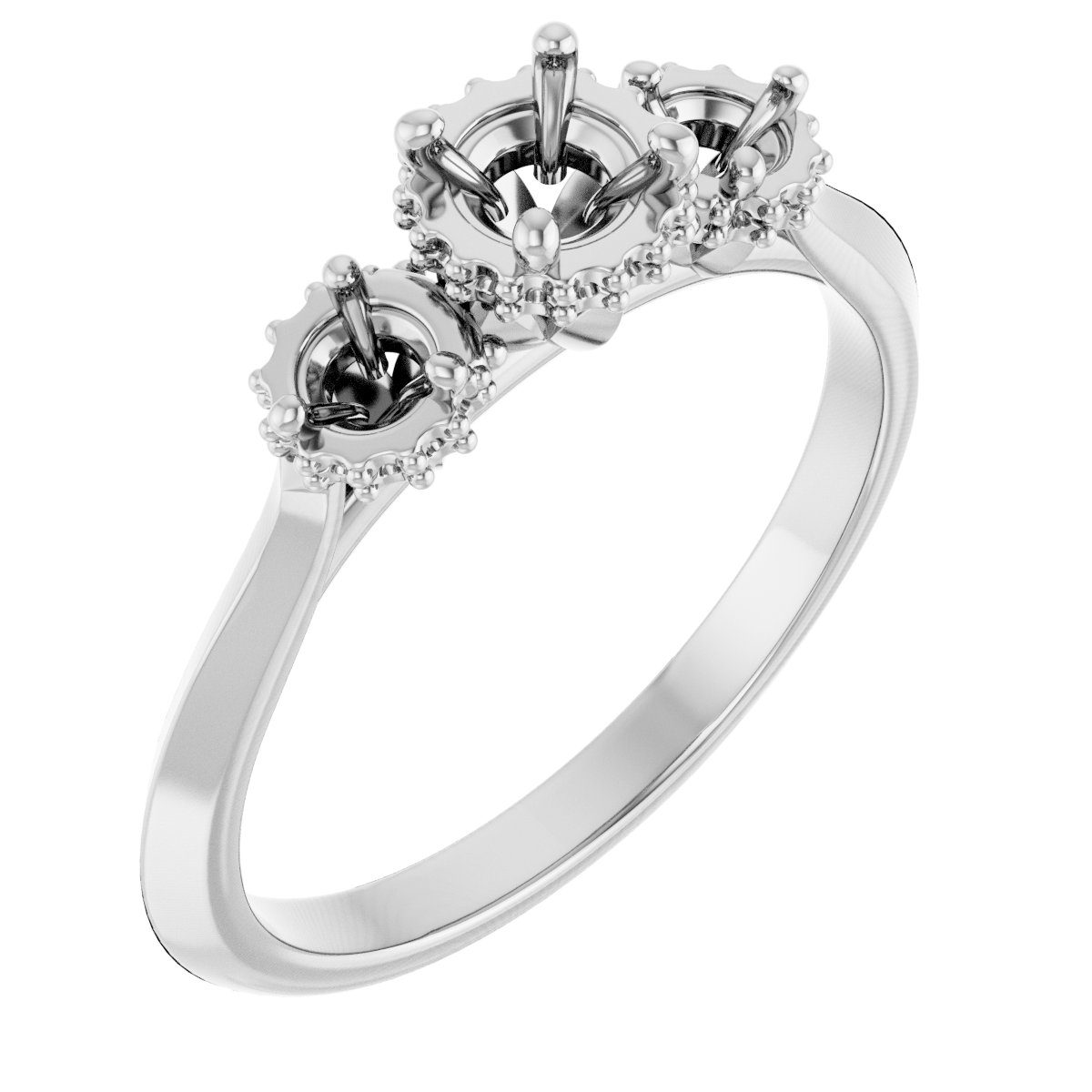 Three-Stone Hidden Halo-Style Engagement Ring
